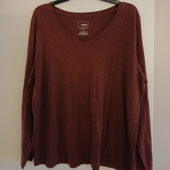 Sonoma Goods For Life Tops - Ladies SONOMA Brand Burgundy Long Sleeve T-Shirt Size 1x